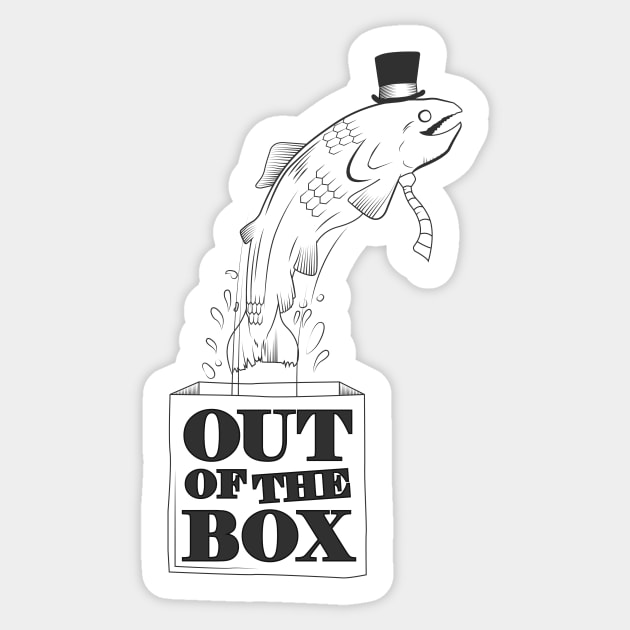 Out of the Box (Black/White) Sticker by Mansemat